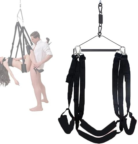 Liebe Schaukel Sex Schaukel mit Halterung für Erwachsene Erotische Schaukel Verschiedene Sexpositionen (Klammer+Schwarze Schaukel)