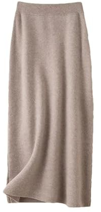 Hgvcfcv Inverno Cashmere Lavorato A Maglia Gonne Lunghe per Le Donne Media Lunghezza Vita Alta A-Line Gonne Femminile Lana, Khaki9, M