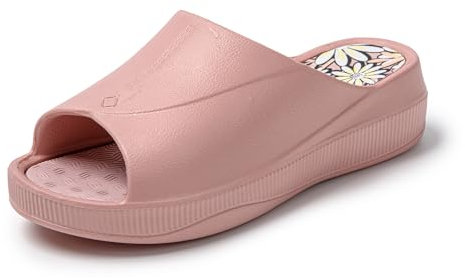 JOMIX Badelatschen Damen Sommer Cozy Badeschlappen rutschfest Gummi Eva Slides Weich Badeschuhe Pool Strand Schlappen Schwimmen Pantoletten Slippers (Rosa, 41 EU)