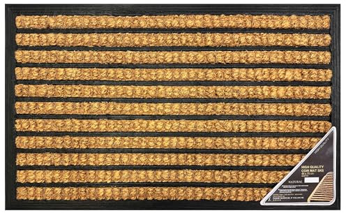 LSC Weave Coir Door Mat Heavy Duty Floor Mat Non Slip Indoor Outdoor Mat Machine Washable Doormats Shoe Scrapper Removes Grass & Dirt for Front Door, Patio & Entrance PACK OF (1)