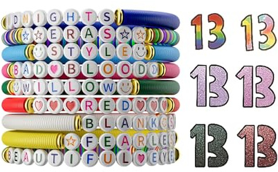 Ava Riley Friendship Bracelets, Birthday Gift Bracelet Stackable E Initial Charms, 26 Letters 9PCS Songs Album Jewelry Stuff