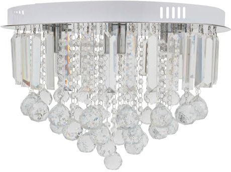 CLEADONG Modern Kristall Kronleuchter, Rund Kristall Deckenleuchte Innen, LED Kristall Deckenleuchte Für Küche Wohnzimmer Schlafzimmer Badezimmer (Silber, Klar, 48 * 26cm)