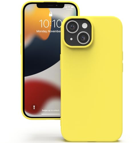 YATWIN Silicone Case for iPhone 13 Mini, Soft-Touch, Shockproof, DustProof, Antiskid Full Body Armour Phone Cover for Apple iPhone 13 Mini - Yellow