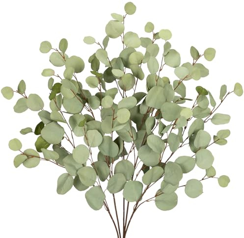 Briful 5PCS Künstliche Eukalyptus Kunstzweige 86CM Künstliche Zweige Grün Eukalyptusstiel Kunstpflanzen für Blumengesteck Home Dekoration