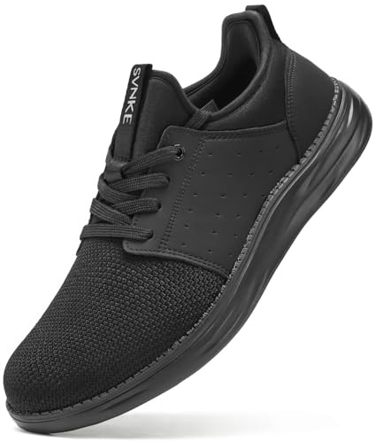 SVNKE Sneakers för män, fritidsskor, skosnören, promenadskor, fitness, sneakers, sportskor, fritidsskor, affärsskor, Helsvart, 40 EU