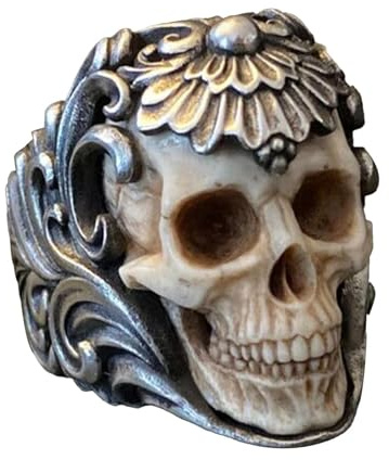 Generisch Totenkopfring, Herrenring Totenkopf, Verstellbarer Punk-Gothic-, Herrenmode-Accessoires, Für Reisen, Zuhause, Arbeit, Treffen, Einkaufen, Verabredungen