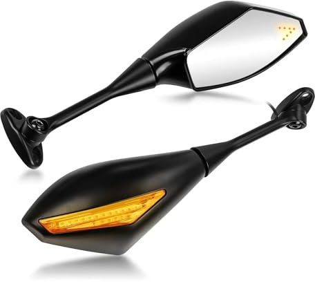 Lenkerendenspiegel Motorrad Für CBF190R CBR250R CBR300R CBR500R Motorrad Blinker Licht Rückspiegel Breite Ansicht Spiegel Meisten Sport Motorrad Chopper Spiegel(Matte Black)