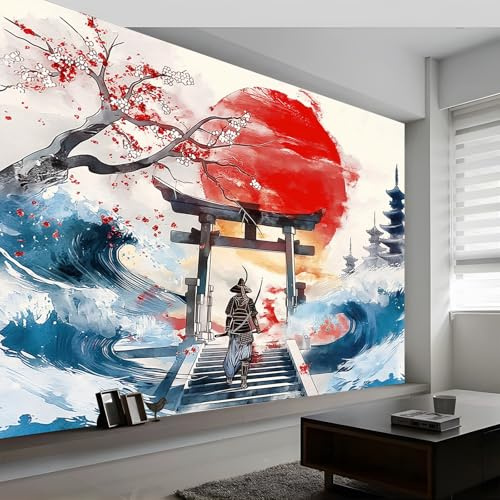 Générique Art Papier Peint Intissé Porte Torii De Samouraï Japonais, Style Japonais Papier Peint Photo 300 x 210 cm (L x H), pour Fresque Murale 3D HD pour Salon Chambre Cuisine