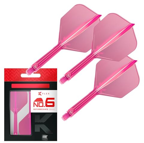 Target Darts K Flex integrerade dartstänger och armar, No.6 Rosa (mellanliggande) | 3-pack K-Flex - No.6, Kflex Dart med flik och stång i ett stycke