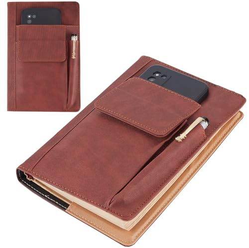 CRASPIRE PU Leather Book Cover Waterproof Book Sleeve Brown Reusable Book Protector Paperbacks Notebook Wraps with Extra Sleeve Pen Pockets for Book Lovers Classmate Gifts 6.1×8.54 inch