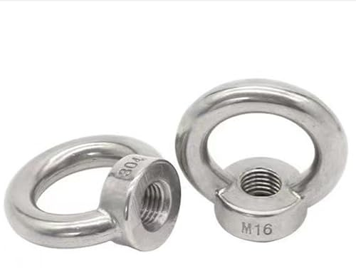 M8-1.25 Eye Nut, M8 Fastener Nuts 304 Stainless, Bright Finish,5Pcs
