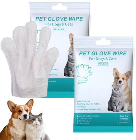 Ninnyi Dog Cleaning Gloves Wipes, Dry Cleaning Gloves for Dogs Cat, Pet Wash Free Gloves for Daily Care