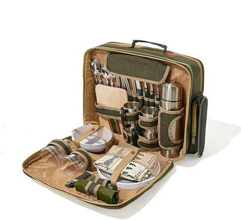 HLHLOP777 Picnic Basket ﻿ Outdoor Camping Picnic Bag, Outdoor Portable Multi-functional Tableware Set For Four People, Camping Thermal Bag Picnic Backpack Set