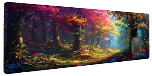 Alfombrilla Ratón XXL 1200x600mm Paisaje Alfombrilla Gaming Bosque, Mouse Pad Tapete Escritorio Accesorios Gaming, Almohadilla Raton Resistente al Agua Mouse Pad Gaming Antideslizante Jugadores I-9