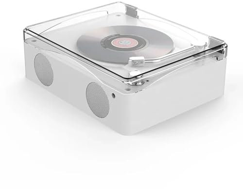 MDXHKK Home Bluetooth Speaker, Retro CD Player, Player Audio Record, Player Audio CD Album CD, Lettore A Disco, Bluetooth Boomboxes, Stopakers Dock,White