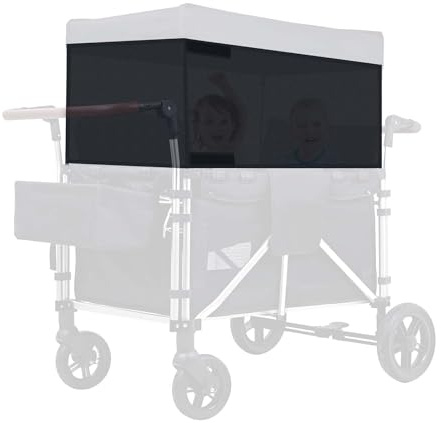 4 Side Breathable Wagon Stroller Sunshade Net Canopy, Adjustable Wagon Attachment Cover Canopy Universal Wagon Accessories for W2 W4 Wagon Stroller Camping Picnic Prevent UV Dust Mosquito, 102″ × 13″