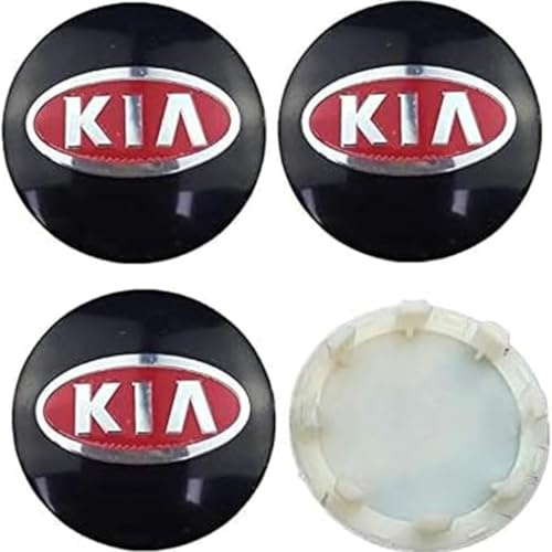 GuoQingSu 4Pcs Coche Rueda Centrales Tapas para KIA K3 K5,Tapacubos Aluminio Buje Badge Emblema Auto Llantas Centro Decorativa Cubierta Accesorios,Black-B