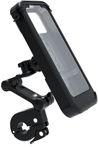 Yesay Handyhalterung Motorrad Wasserdicht [IP66] & Fahrrad - Universell 5,5-7,0 Zoll, 360° Drehbar, Anti-Vibration, Touchscreen Funktionalität, Kamera Fenster