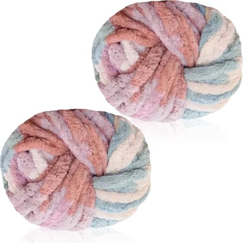 Chenille Wolle zum Häkeln,Chunky Yarn 250g×2,Wolle zum Stricken,Häkelgarn für Taschen,Dicke Textilgarn,Chunky Garn für Katzenbett,Puppen,Decken,Kissen,Taschen und Teppiche