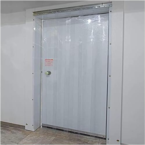 WXF86djl Transparente Vorhänge PVC-Streifenvorhang, verschiebbare, wärmeisolierte, durchsichtige Gefrierschrank-Türtrennwand, Faltbarer wasserdichter Rollladen(3.8X2.5M)