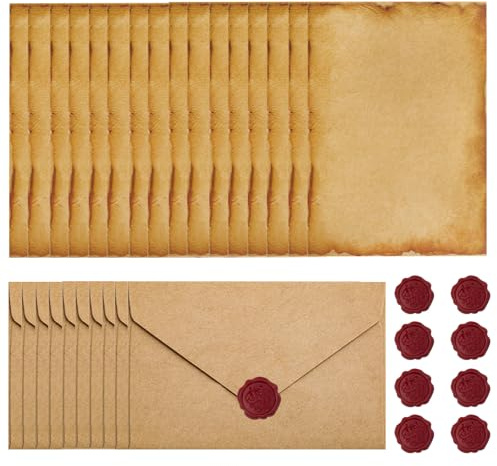 Gativs Vintage Briefpapier mit Umschlag Set Vintage Briefpapier Set Briefumschlag Briefpapier Set Vintage Briefpapiere Vintage-Papier Umschläge für Hochzeits Einladung Grußkarten