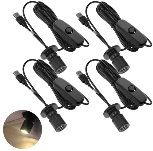 MiniS LED Strahler USB,4 Stück 3W 5V USB MiniS Spot Lights Bright Mit Schalter,Mini Spot Licht,Mini-Strahler Für Vitrine,Schmuckschrank,Veranda(Warmweißes Licht 3000K)