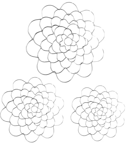 Blomgrodor – 3 x återanvändbara trådgallerarrangörer, hållbar järnstamhållare | blomsterarrangemangsverktyg med växtstödstruktur för blomvaser, buketter, organisering, heminredning, bröllop och