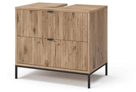 Vicco Mueble bajo Lavabo Eliza, Roble Vikingo, 70 x 63 cm con 2 cajones extraíbles, Apto para sifones estándar con Abertura en la Parte Superior