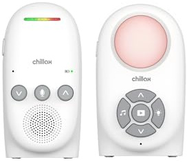 Chillax CB210 Audio Babyphone - DECT - VOX och Smart Eco-lägen - Volymindikatorer - 340 m räckvidd - Nattlampa och 5 vaggvisor - 13 timmars batteritid - Walkie-talkie-funktion - Alert för svagt