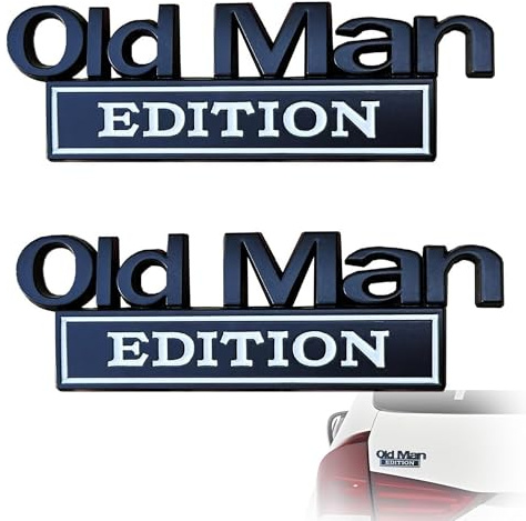 2er-Set Old Man Edition Auto-Embleme, Neue Autoaufkleber Für Männer, 3D-Metall-Aufkleber, Witzige Stoßstangensticker, Selbstklebende KFZ-Dekoration für Stoßstange,Heck & Seitenteile – Für Auto/LKW/SUV