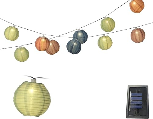 Solar LED Lichterkette Lampions Nylon 4,5m - Solarlichterkette für Garten Balkon - Solarkette Gartenbeleuchtung Partylichterkette - Lichtergirlande Beleuchtung Außen hängend Gartendeko - Warmweiß