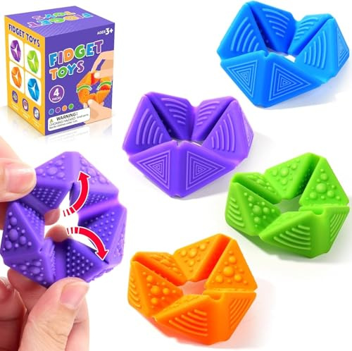 Fidget Sensory Toys for Kids: Silicone Sensory Flip Cube with Textures | Calming Toys for Autism Kids Stress Reduce - ADHD Fidget Toys for Classroom Focus