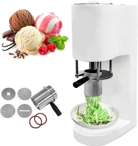Eisnudelmaschine, Gewerbliche Eisnudelformmaschine, Softeismaschine Mit 4 Austauschbaren Formen, Elektrischer Edelstahlpresse, 30 L/H Leistung Für Eisdielen(B)