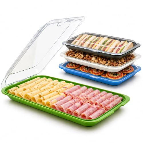 TIENDA EURASIA – Set 4 Fiambreras Herméticas | 1.2 L | 25x17x6 cm | Cierre Seguro | Apilables | Aptas para Lavavajillas | Recipientes para Alimentos | Colores Surtidos