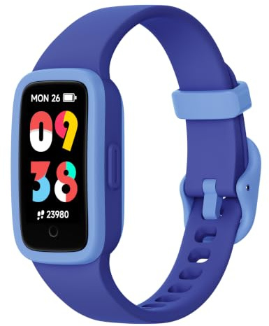 Vigor 3 Pulsera Actividad y Reloj Inteligente Niños con AMOLED 5-15 Años | Impermeable 3ATM, Funciona Sin App ni Móvil, Podómetro, Alarma vibratoria, Pulso, Monitor de sueño, 10 modos de deporte