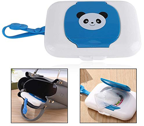 Xrten Panda Box für Babytücher, Spender für Hängetücher, Box (weiß/blau)