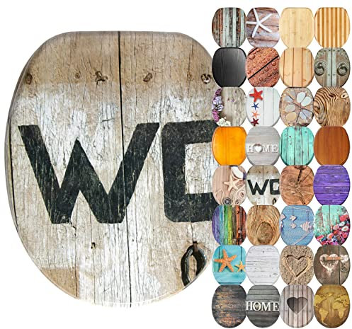 Sanilo WC Sitz mit Absenkautomatik, viele schöne Holz Toilettendeckel zur Auswahl, hochwertige und stabile Qualität (Old Style)