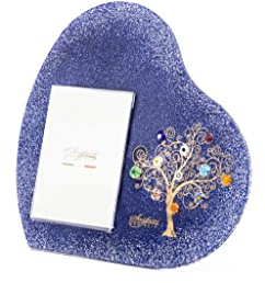 Sospiri Venezia Portafotos Cristal Murano Marco de Corazón Decoración Árbol de la Vida con Murrine Soporte de Escritorio o Mesa Foto 7x10 cm Idea Regalo Made Italy (19x19)