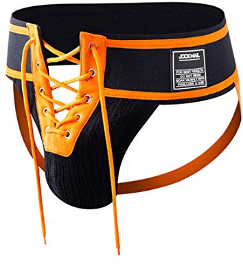 Jockmail Suspensoir sexy pour homme avec large ceinture confortable - Orange - Medium