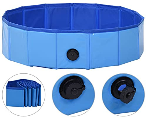 vidaXL Hundepool Faltbar Blau 80x20cm PVC Schwimmbecken Hundebad Wasserbecken