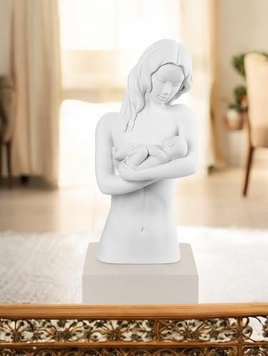 MAZZOLA LUCE Statuina soprammobile natitivà nascita moderna scultura gesso decorato donna con bambino per camera da letto