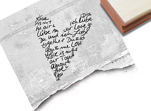 Stempel Herz aus Handschrift - Motivstempel Liebe Valentinstag Verlobung Hochzeit Karten Liebesbrief Scrapbook Bullet Stamp Tischdeko - zAcheR-fineT