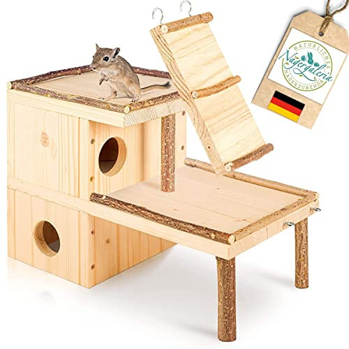 Nagergaleria® Hamster Haus aus Holz Nagerhaus Hamsterversteck Hamstervilla Hamster Zubehör Rennmaus