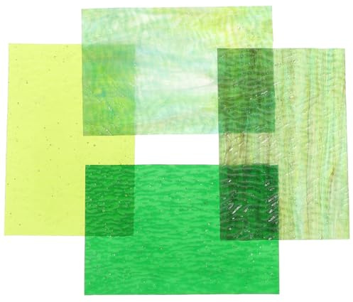 Angoily Buntglasplatten, Mosaikglas, Buntglas-Zubehör, Flammen-Kollektion, für Buntglas-Bastelarbeiten und Mosaik, Grün, 4 Stück