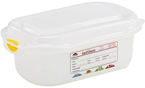 Gastronorm 1/9 Lot de 6 conteneurs alimentaires avec couvercle hermétique 600 ml