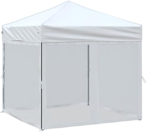 vidaXL Carpa para Fiestas Plegable con Paredes Laterales Pabellón de Eventos Tienda Cenador Jardín Patio Exterior Camping Acampadas Blanca 2x2 m