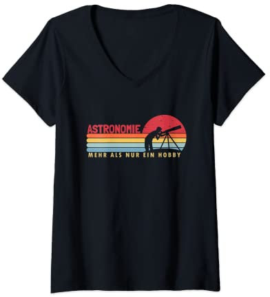 Damen Astronomie mehr als ein Hobby Astronomiefotograf Astronomie T-Shirt mit V-Ausschnitt