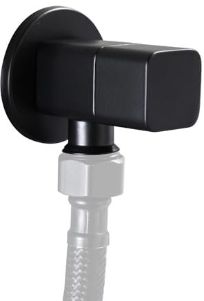 Valvola di Arresto Ad Angolo Quadrato, G1/2 In Ottone Nero Opaco Valvola di Arresto Miscelatrice Valvola di Arresto Acqua per Bagno Wc Lavabo