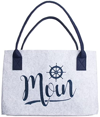 Brandsseller Filztasche Maritim Look Freizeittasche Praktischer Shoppingbag Einkaufstasche mit hochwertiger Stickerei