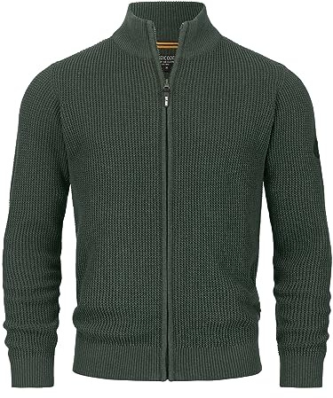 Indicode Uomini INLayton Cardigan | Maglia Aperta con Collo Alto Army L